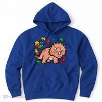 Autism Awareness Cute Triceratops Dinosaur Puzzle Heart Love Gift Hoodie thumb 0