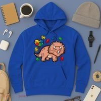 Autism Awareness Cute Triceratops Dinosaur Puzzle Heart Love Gift Hoodie thumb 3