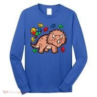 Autism Awareness Cute Triceratops Dinosaur Puzzle Heart Love Gift Long Sleeve Shirt thumb 0