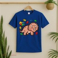 Autism Awareness Cute Triceratops Dinosaur Puzzle Heart Love Gift T-Shirt thumb 2