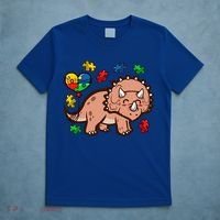 Autism Awareness Cute Triceratops Dinosaur Puzzle Heart Love Gift T-Shirt thumb 5
