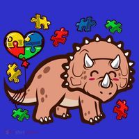 Autism Awareness Cute Triceratops Dinosaur Puzzle Heart Love Gift Coaster thumb 2