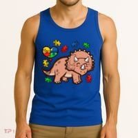 Autism Awareness Cute Triceratops Dinosaur Puzzle Heart Love Gift Tank Top thumb 3