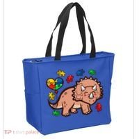 Autism Awareness Cute Triceratops Dinosaur Puzzle Heart Love Gift Tote Bag thumb 2