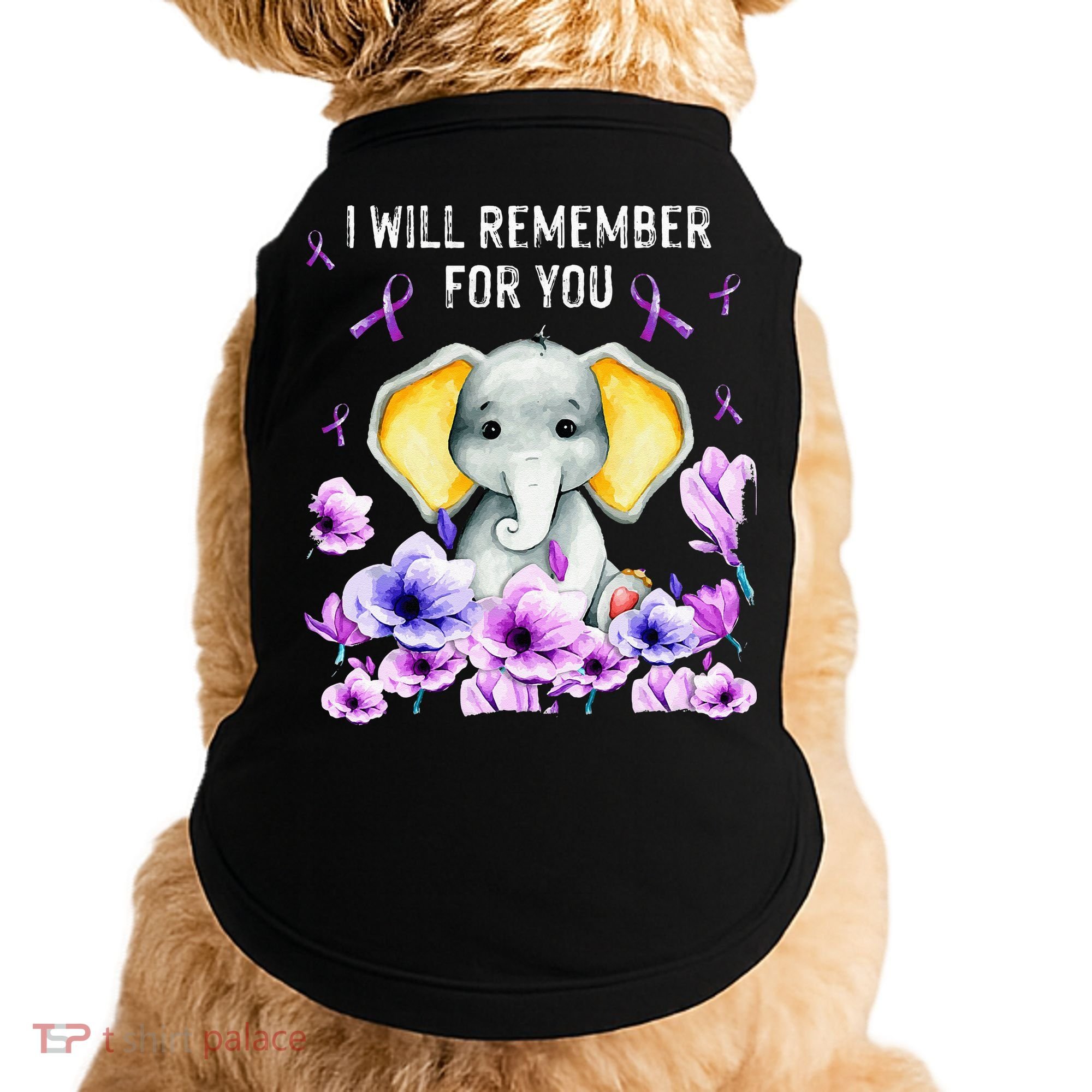 Alzheimer Awareness Cute Elephant I Will Remember For You Doggie Tank