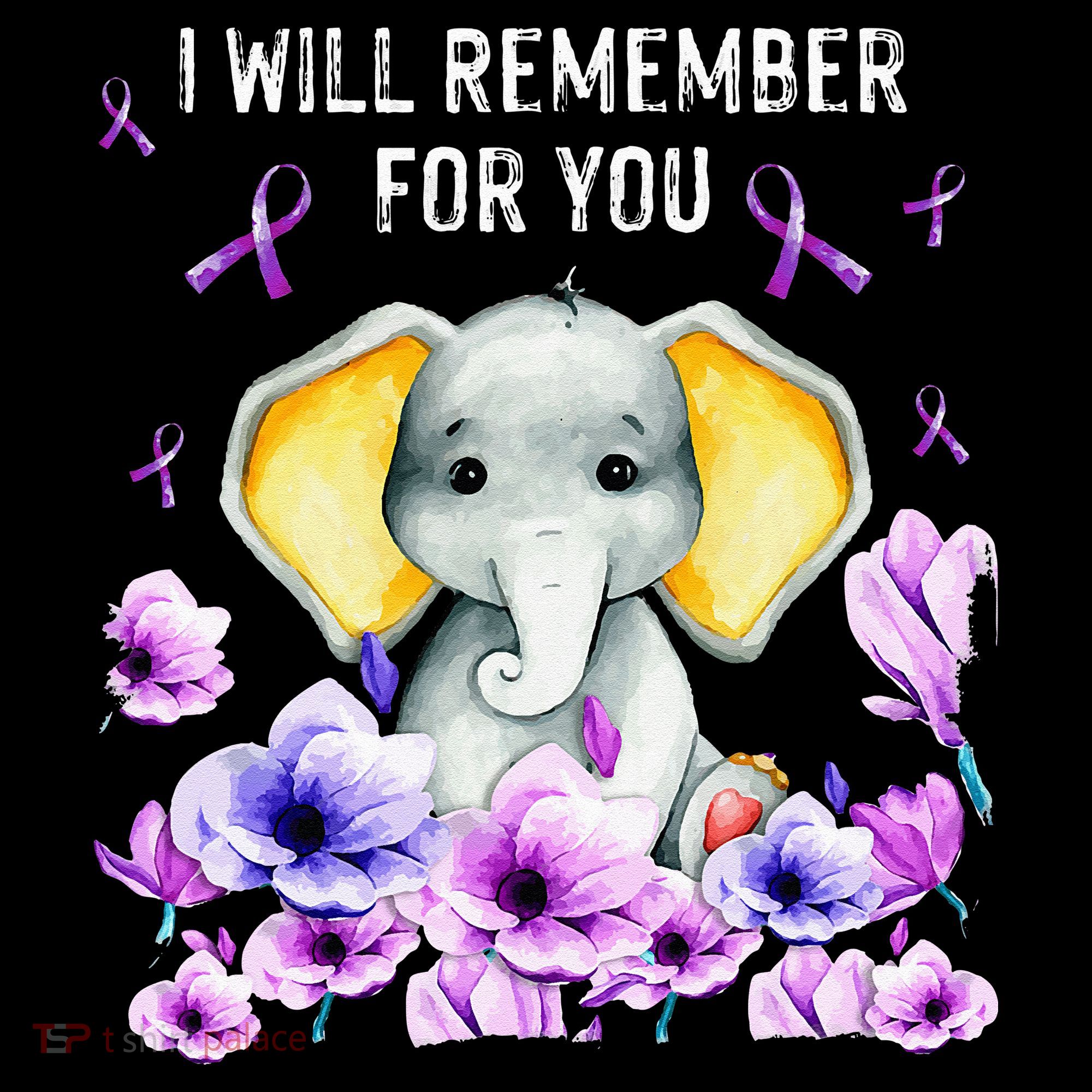 Alzheimer Awareness Cute Elephant I Will Remember For You Doggie Tank