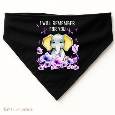 Alzheimer Awareness Cute Elephant I Will Remember For You USA-Made Doggie Bandana