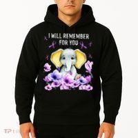 Alzheimer Awareness Cute Elephant I Will Remember For You Hoodie thumb 2