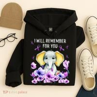 Alzheimer Awareness Cute Elephant I Will Remember For You Hoodie thumb 4