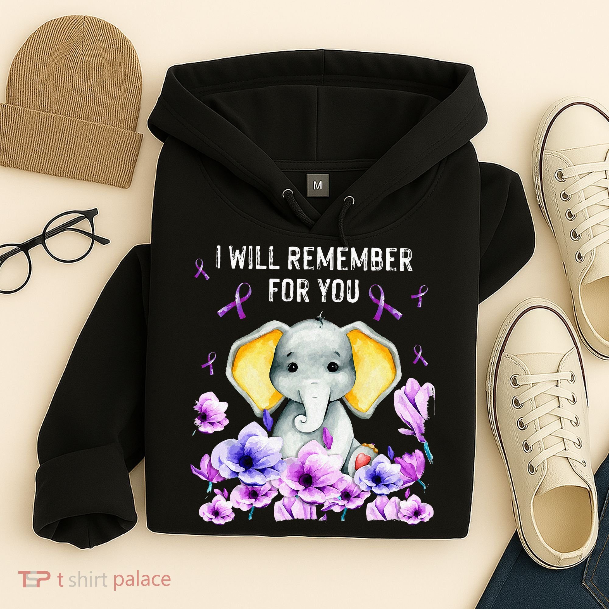 Alzheimer Awareness Cute Elephant I Will Remember For You Hoodie