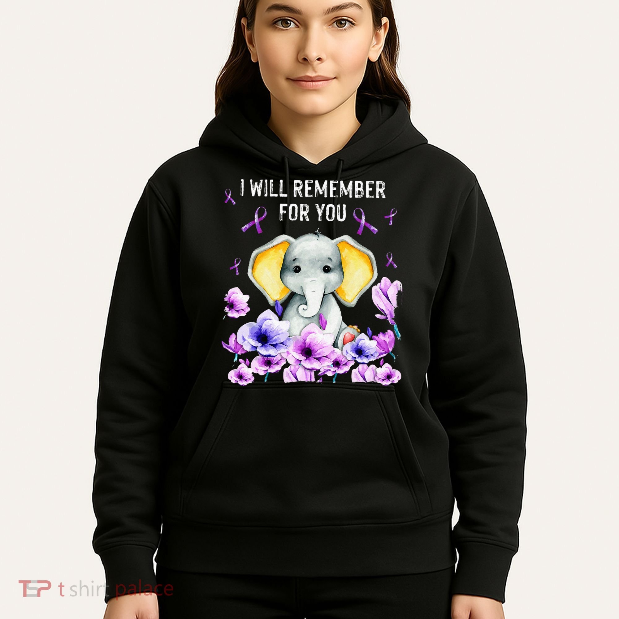 Alzheimer Awareness Cute Elephant I Will Remember For You Hoodie