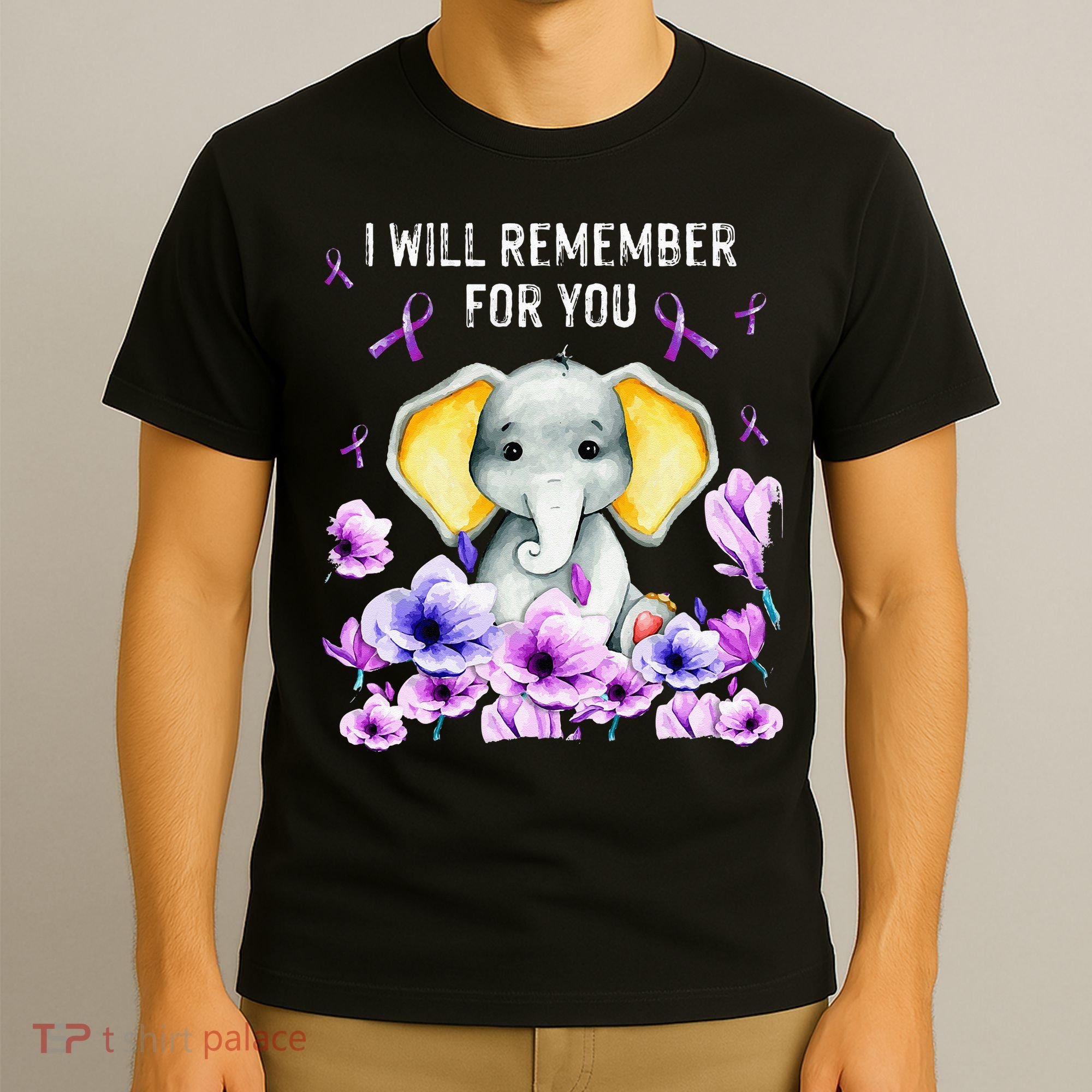 Alzheimer Awareness Cute Elephant I Will Remember For You T-Shirt