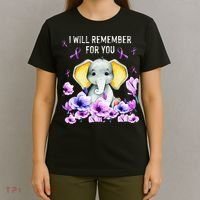 Alzheimer Awareness Cute Elephant I Will Remember For You T-Shirt thumb 4