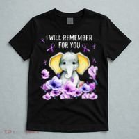 Alzheimer Awareness Cute Elephant I Will Remember For You T-Shirt thumb 5