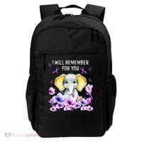Alzheimer Awareness Cute Elephant I Will Remember For You Backpack thumb 0
