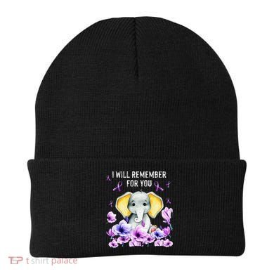 Alzheimer Awareness Cute Elephant I Will Remember For You Beanie