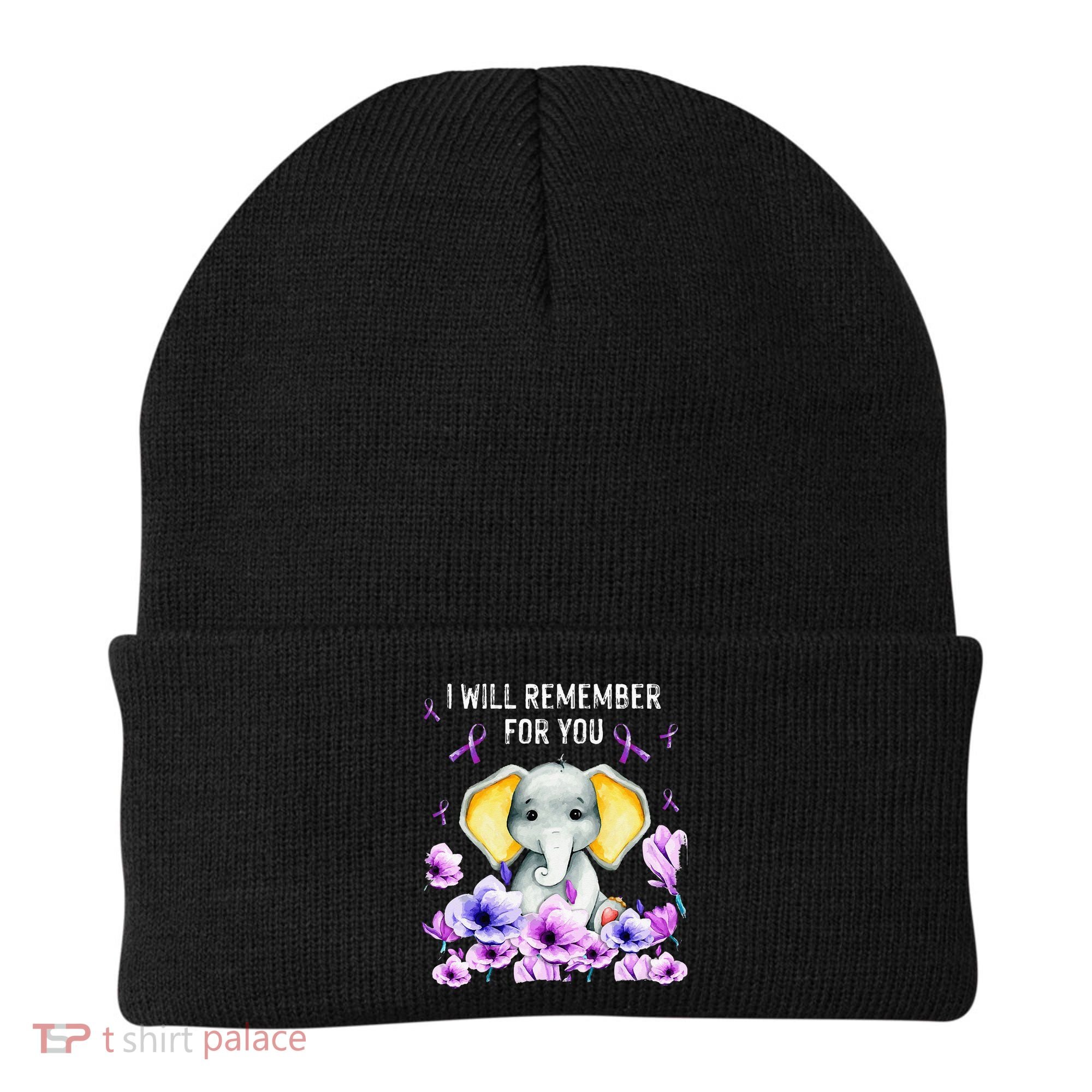 Alzheimer Awareness Cute Elephant I Will Remember For You Beanie