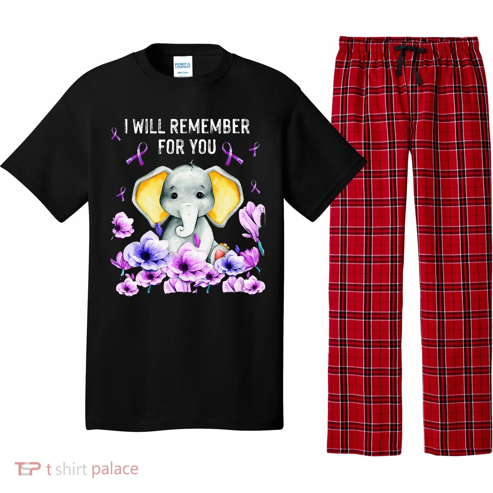Alzheimer Awareness Cute Elephant I Will Remember For You Pajama Set