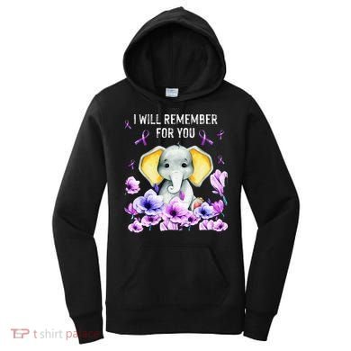 Alzheimer Awareness Cute Elephant I Will Remember For You Women's Hoodie