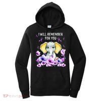 Alzheimer Awareness Cute Elephant I Will Remember For You Women's Hoodie thumb 0