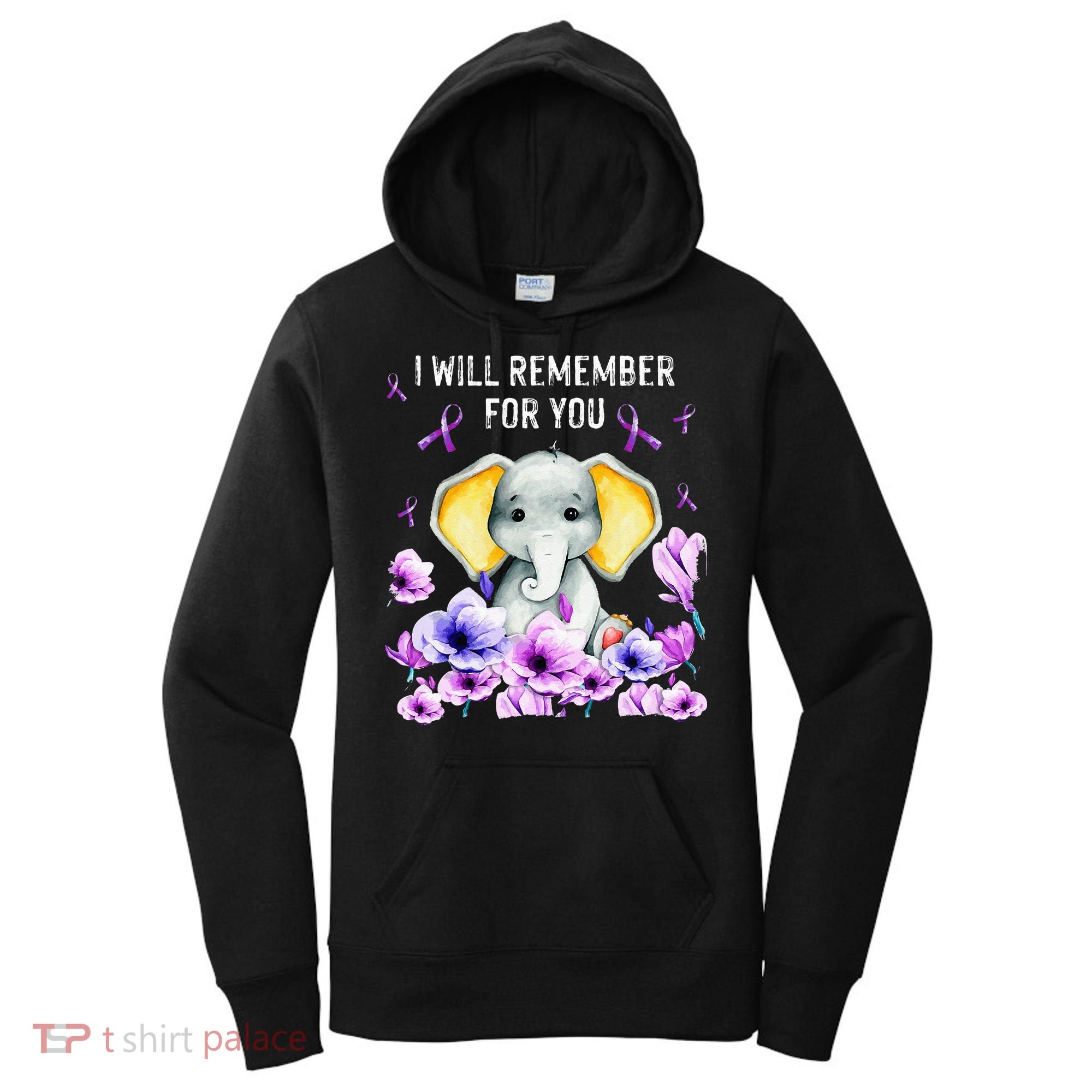 Alzheimer Awareness Cute Elephant I Will Remember For You Women's Hoodie