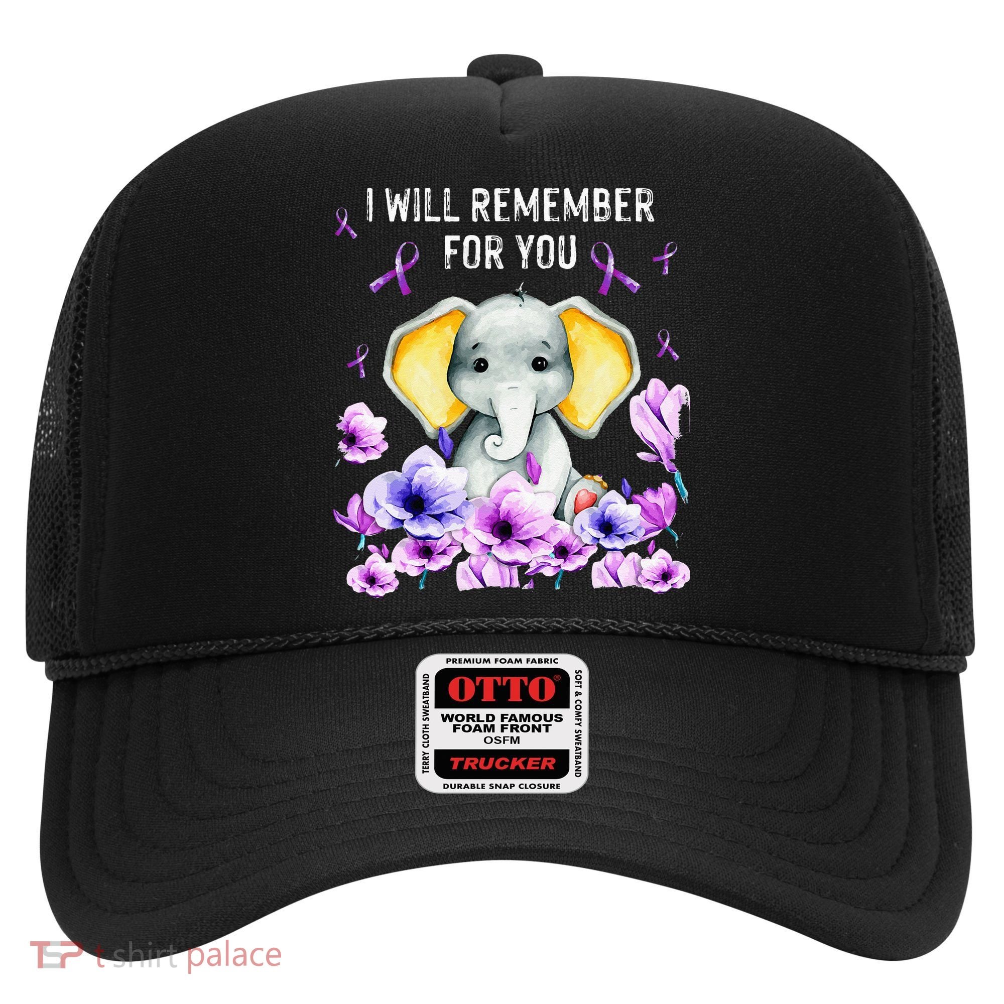 Alzheimer Awareness Cute Elephant I Will Remember For You Hat