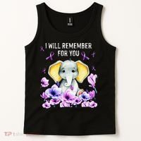 Alzheimer Awareness Cute Elephant I Will Remember For You Tank Top thumb 2