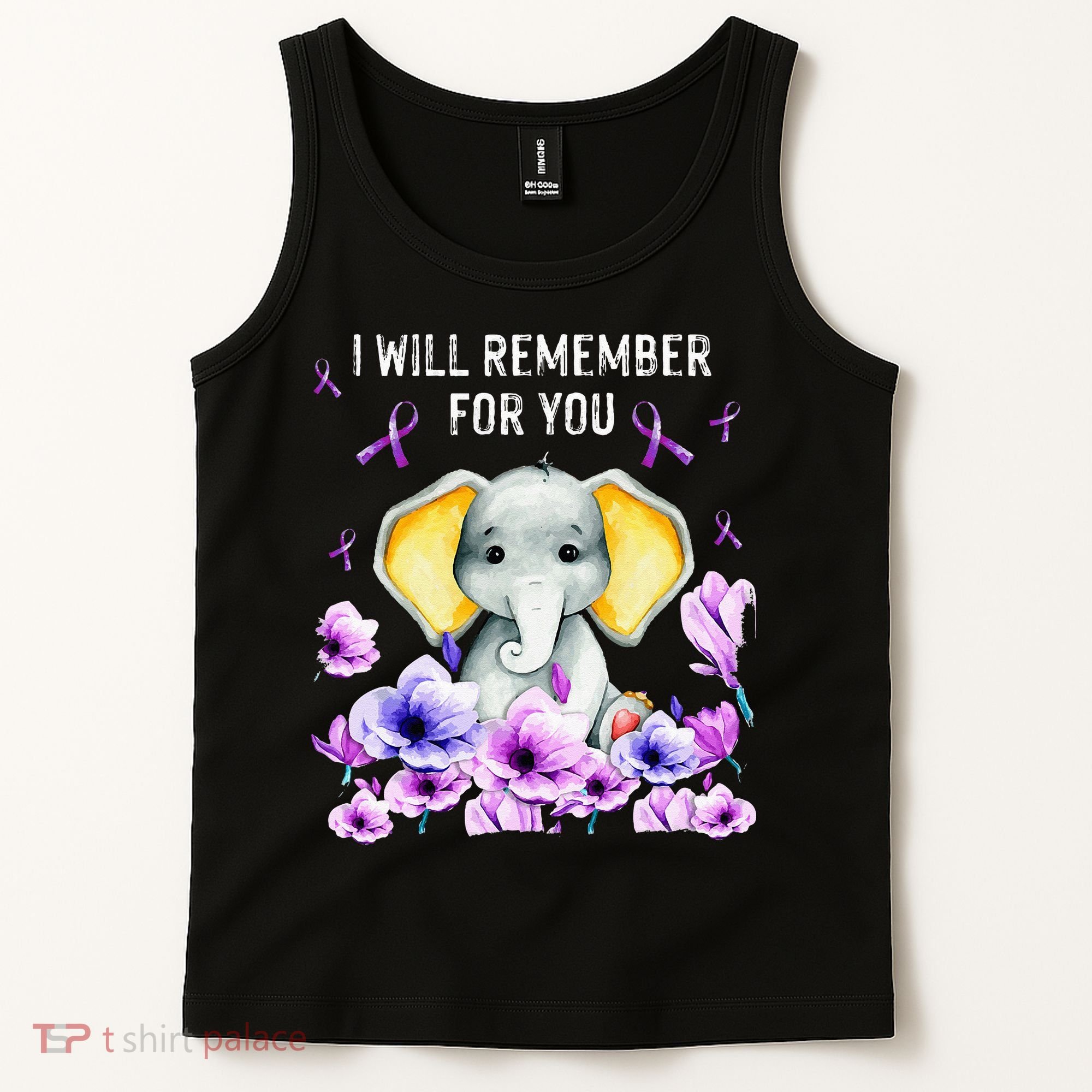 Alzheimer Awareness Cute Elephant I Will Remember For You Tank Top