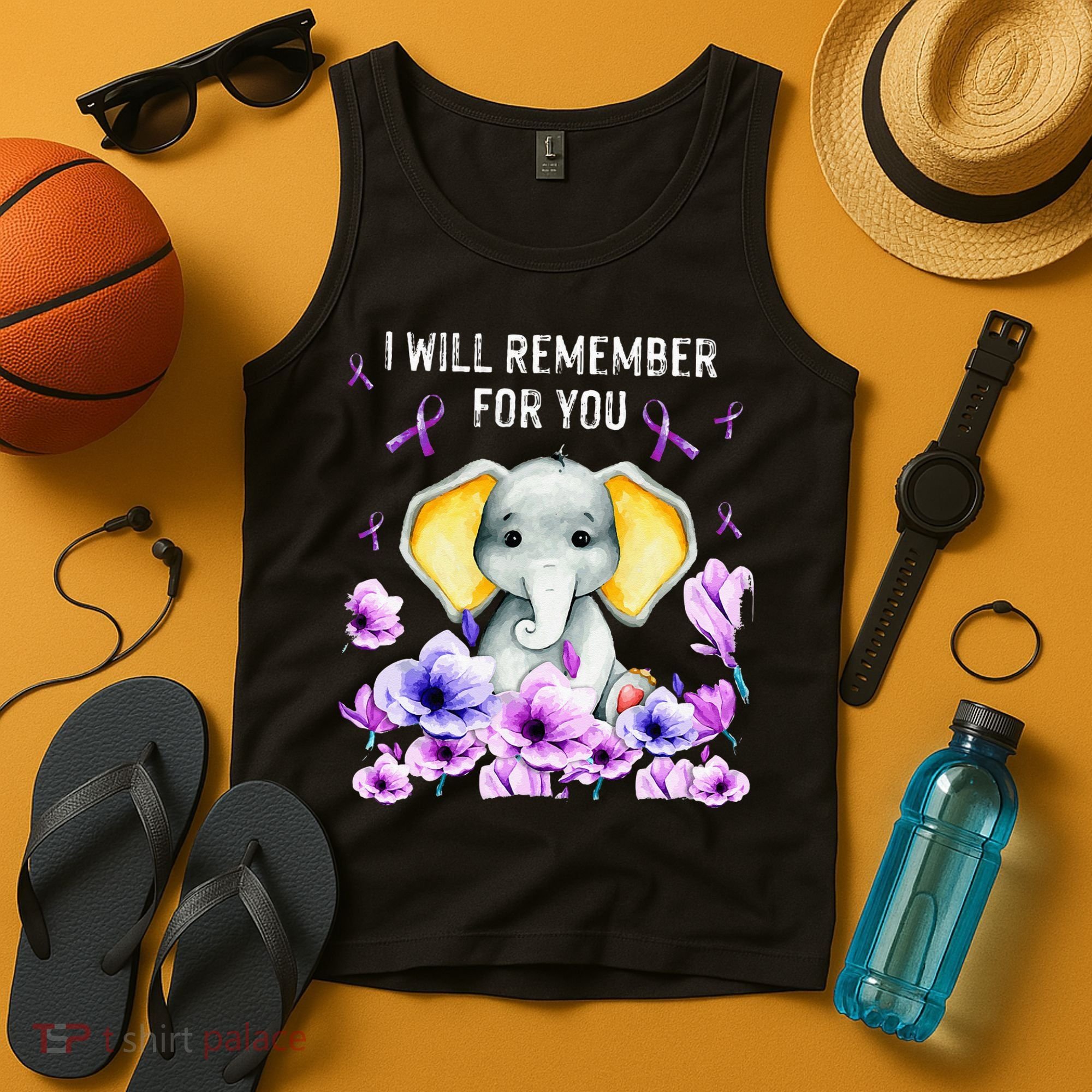 Alzheimer Awareness Cute Elephant I Will Remember For You Tank Top