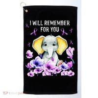 Alzheimer Awareness Cute Elephant I Will Remember For You Golf Towel thumb 0