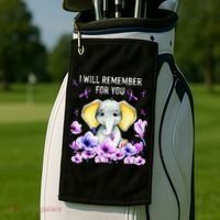 Alzheimer Awareness Cute Elephant I Will Remember For You Golf Towel thumb 2