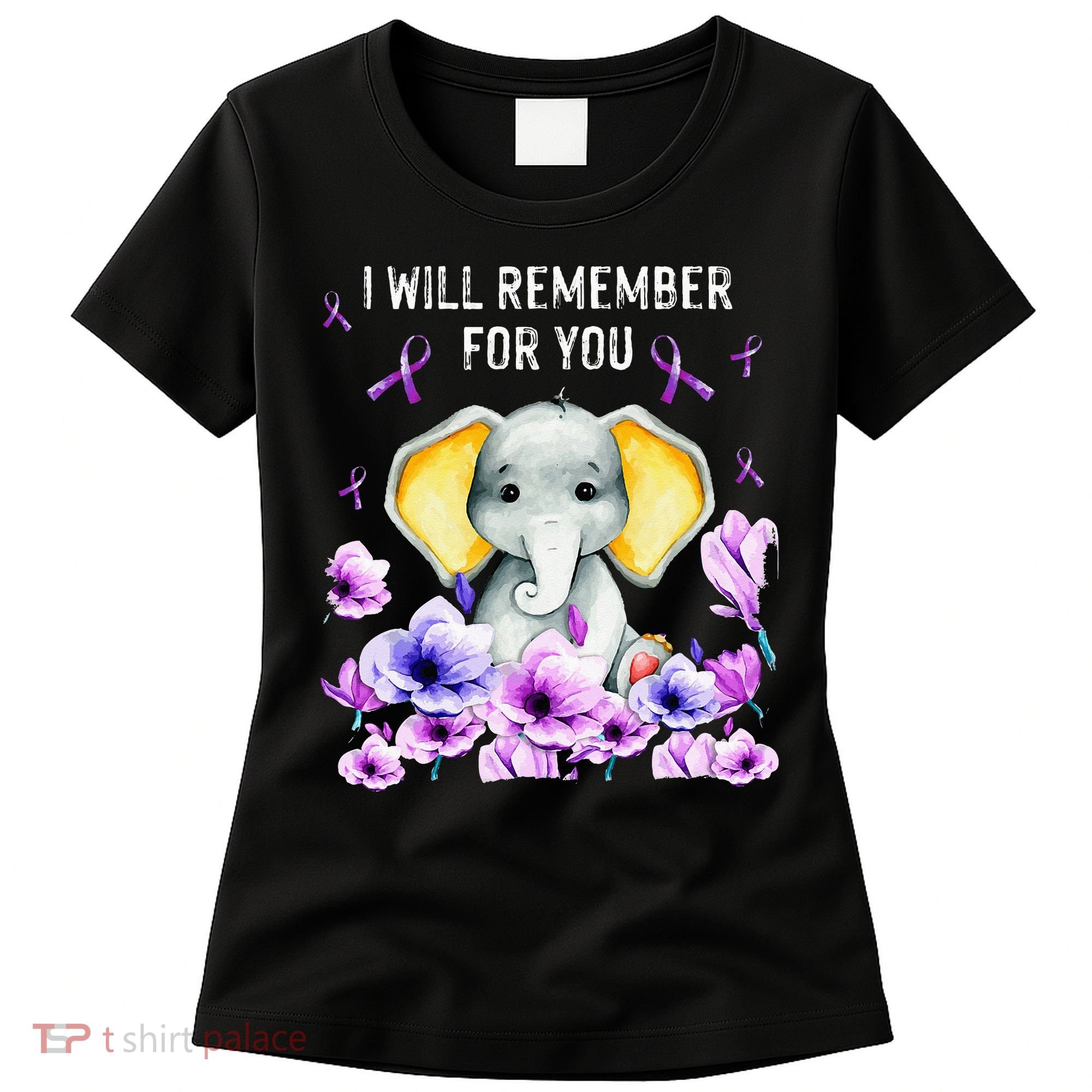 Alzheimer Awareness Cute Elephant I Will Remember For You Women's T-Shirt