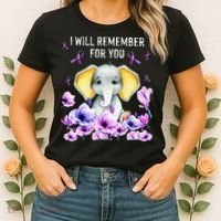 Alzheimer Awareness Cute Elephant I Will Remember For You Women's T-Shirt thumb 2