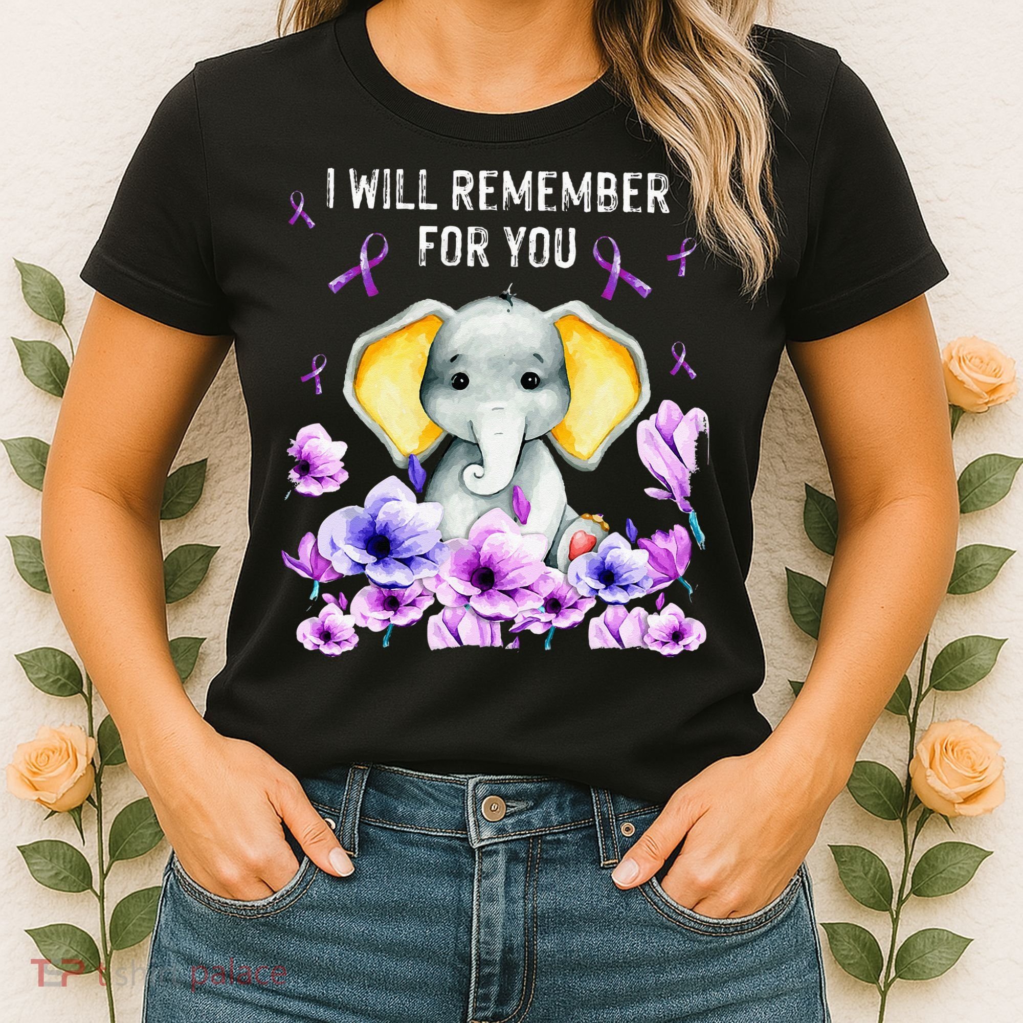 Alzheimer Awareness Cute Elephant I Will Remember For You Women's T-Shirt