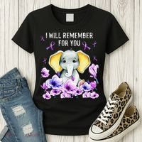 Alzheimer Awareness Cute Elephant I Will Remember For You Women's T-Shirt thumb 3