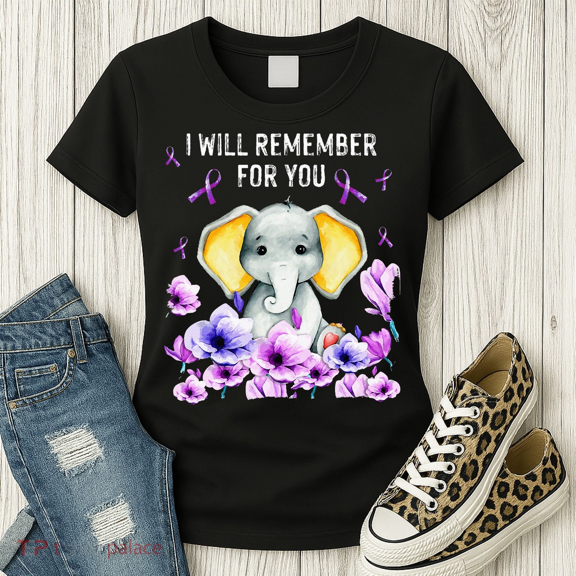 Alzheimer Awareness Cute Elephant I Will Remember For You Women's T-Shirt