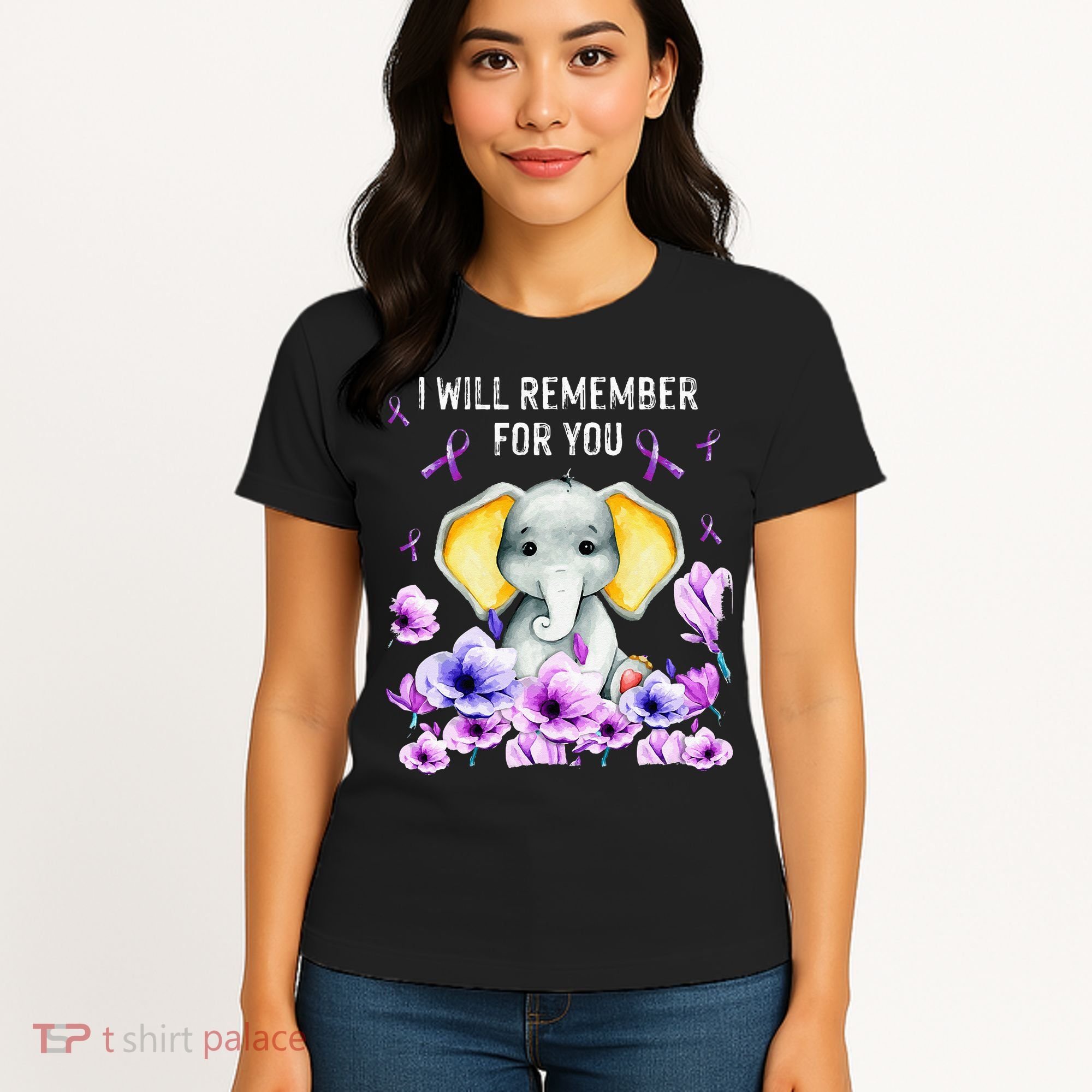 Alzheimer Awareness Cute Elephant I Will Remember For You Women's T-Shirt
