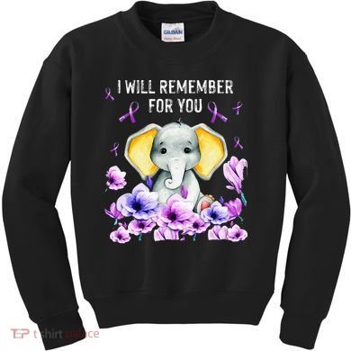 Alzheimer Awareness Cute Elephant I Will Remember For You Kids Sweatshirt