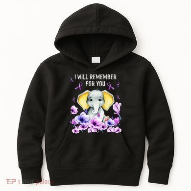 Alzheimer Awareness Cute Elephant I Will Remember For You Kids Hoodie