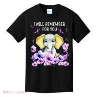 Alzheimer Awareness Cute Elephant I Will Remember For You Kids T-Shirt thumb 0