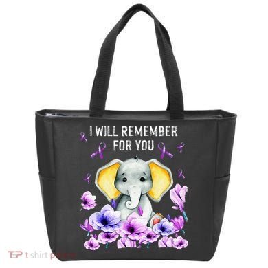 Alzheimer Awareness Cute Elephant I Will Remember For You Tote Bag