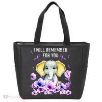 Alzheimer Awareness Cute Elephant I Will Remember For You Tote Bag thumb 0