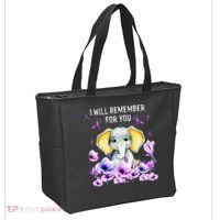 Alzheimer Awareness Cute Elephant I Will Remember For You Tote Bag thumb 2