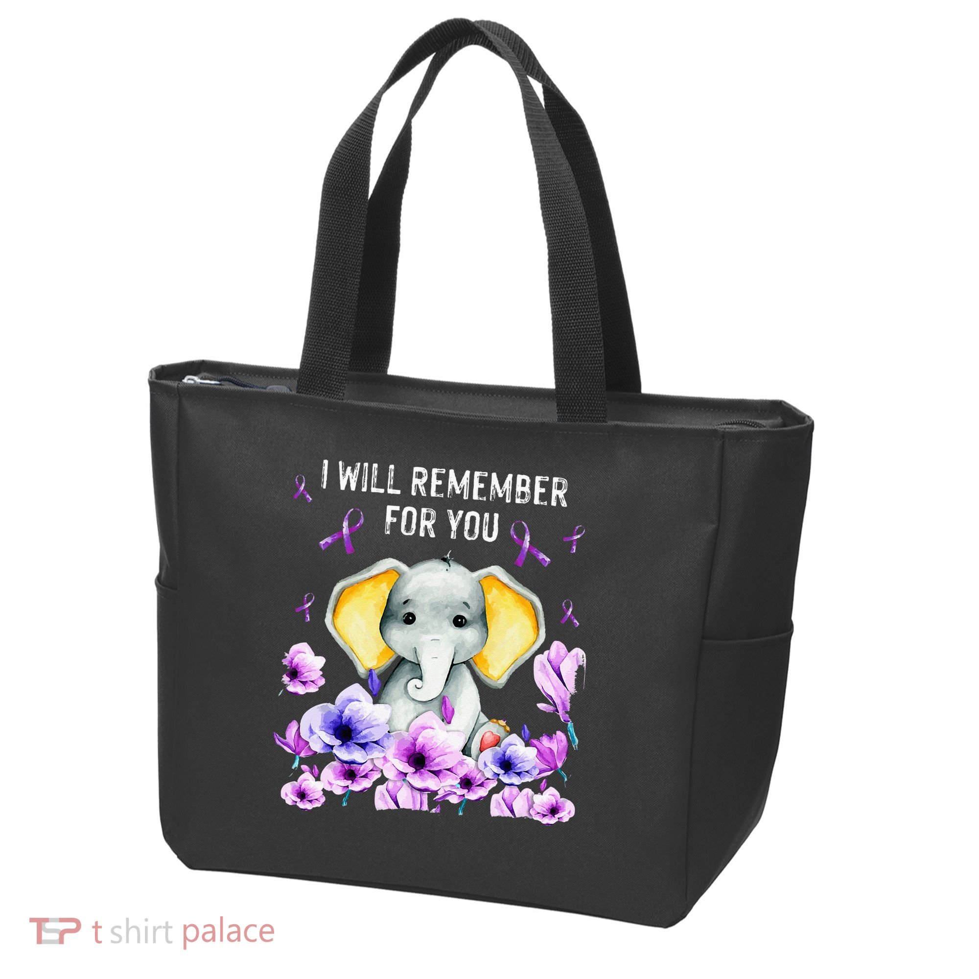 Alzheimer Awareness Cute Elephant I Will Remember For You Tote Bag