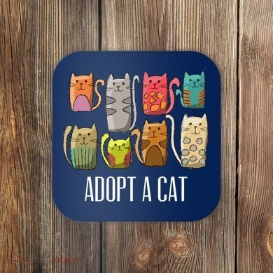Adopt A Cat Shirt Cat Rescue Cat Adoption Coaster