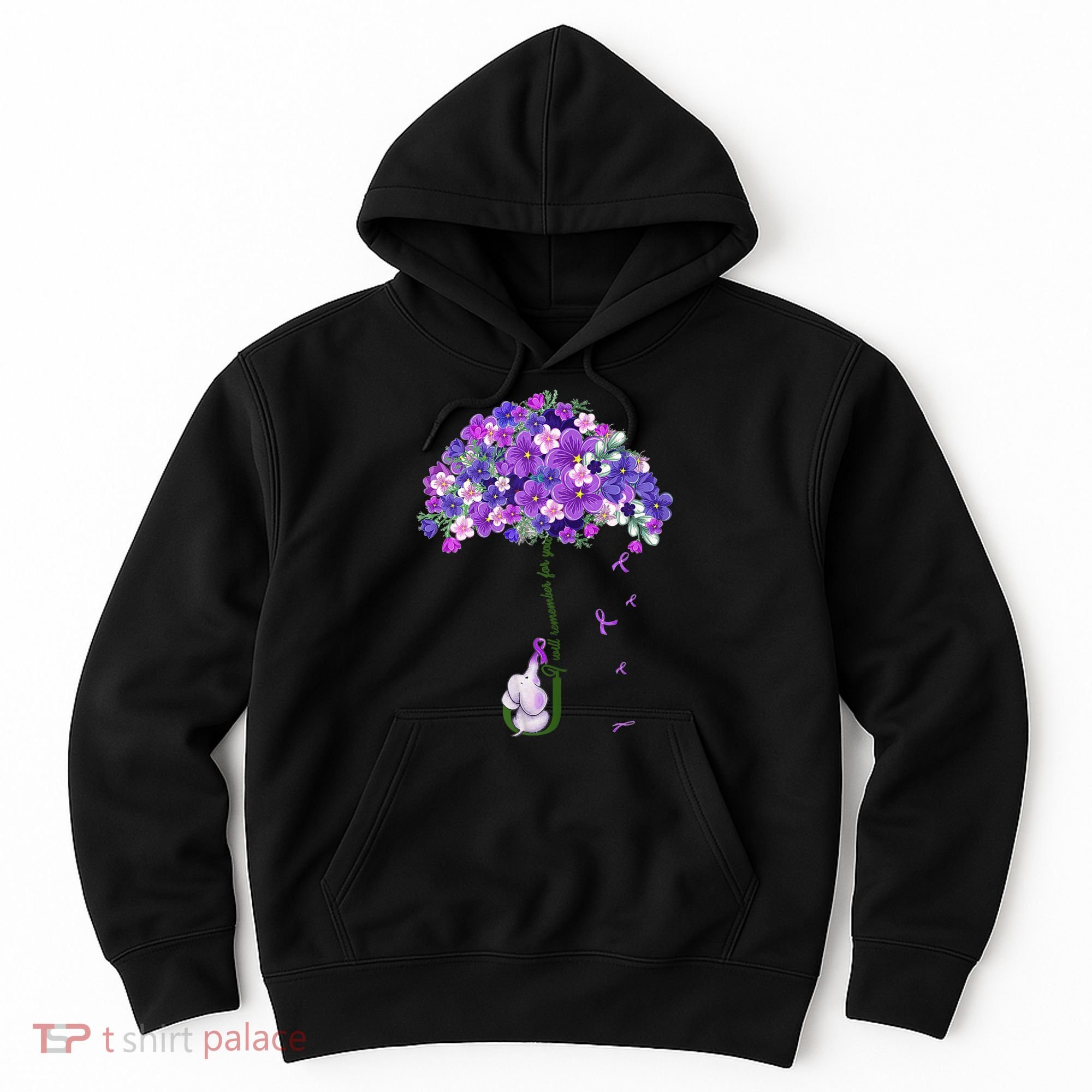 Alzheimer Awareness Cute Elephant I Will Remember For You Hoodie