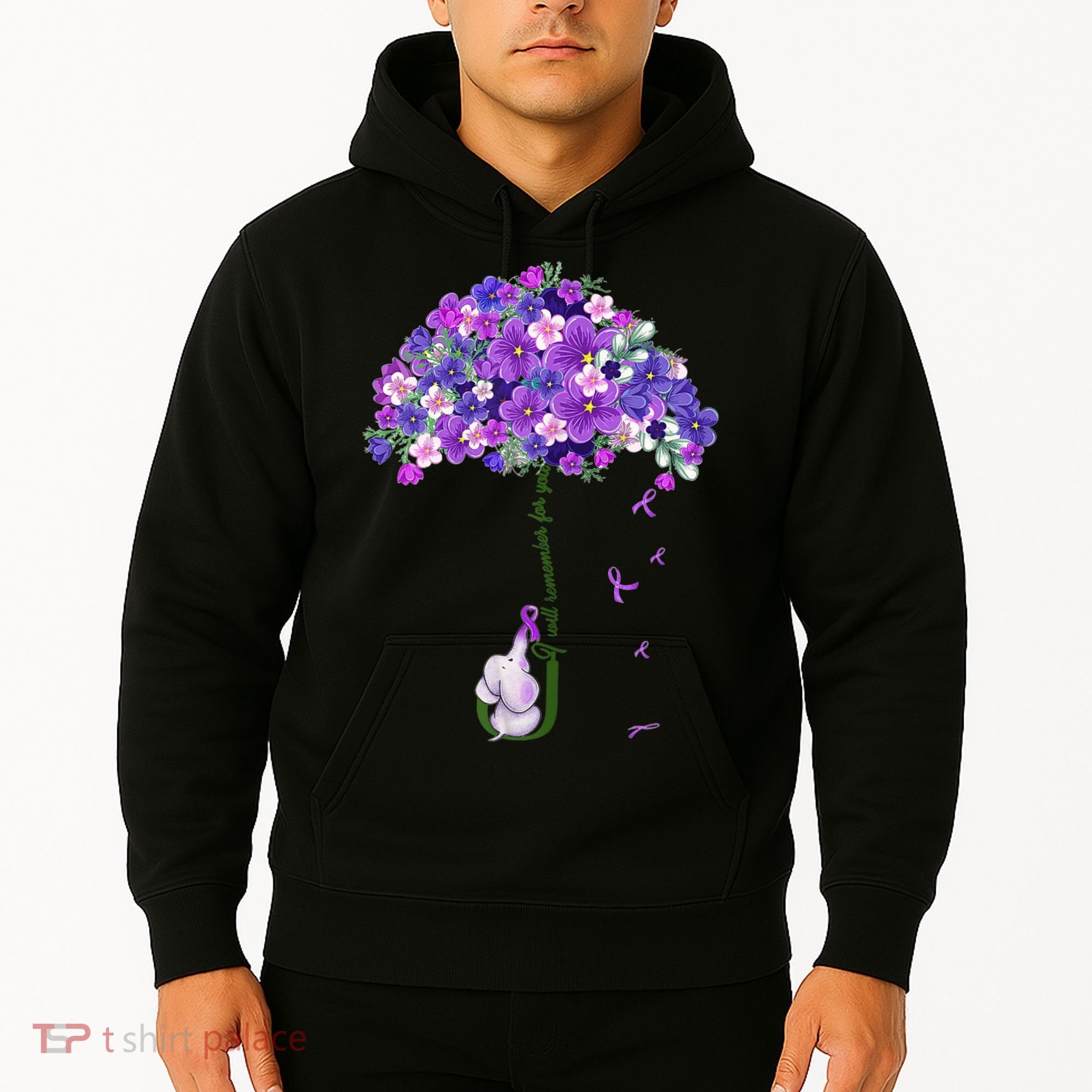 Alzheimer Awareness Cute Elephant I Will Remember For You Hoodie