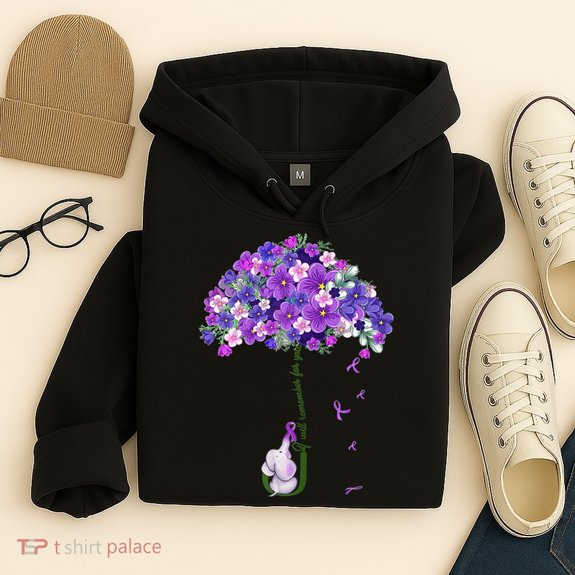 Alzheimer Awareness Cute Elephant I Will Remember For You Hoodie