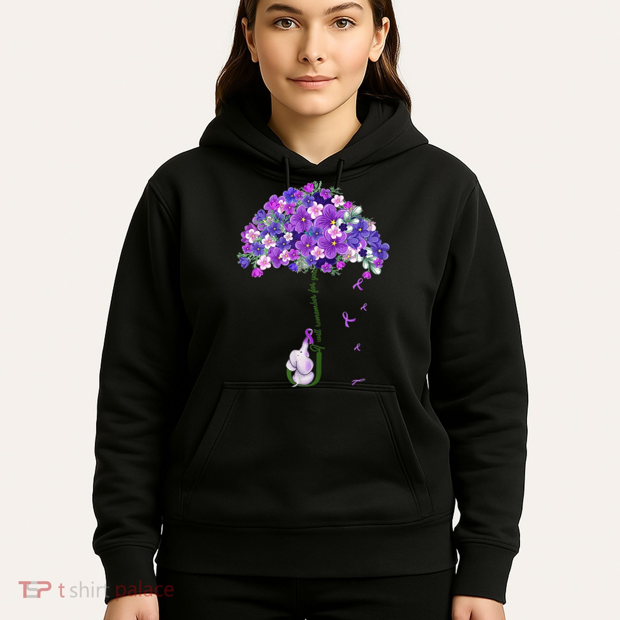 Alzheimer Awareness Cute Elephant I Will Remember For You Hoodie