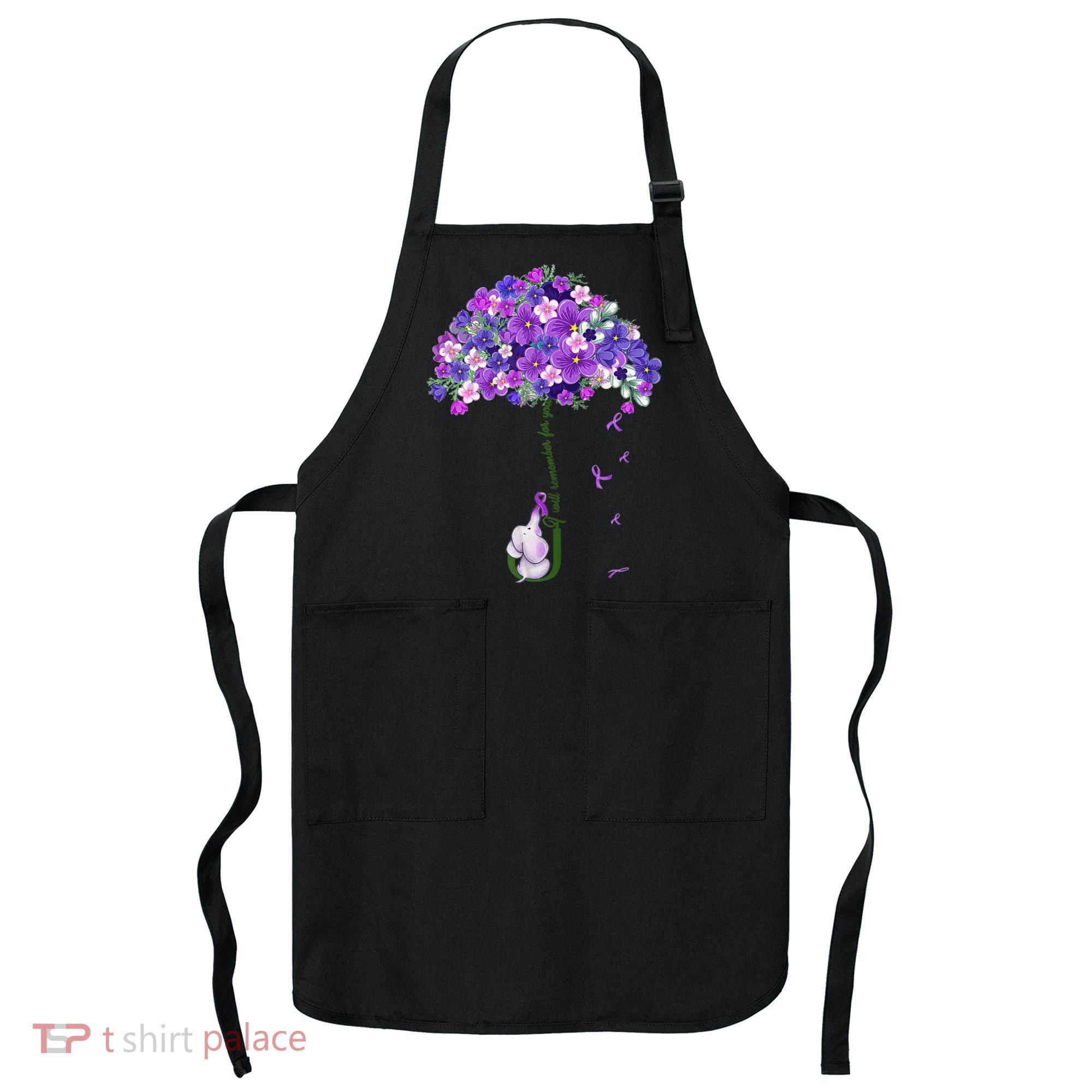 Alzheimer Awareness Cute Elephant I Will Remember For You Apron
